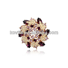 Luxury lapel flower pin for suits gold plated wedding brooch for women